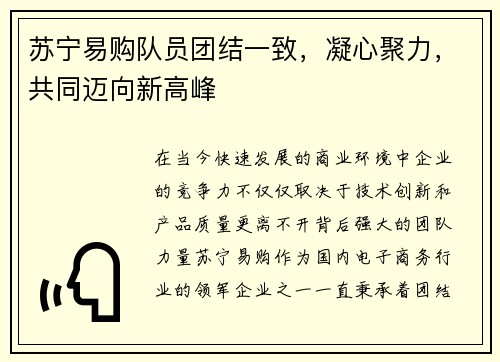 苏宁易购队员团结一致，凝心聚力，共同迈向新高峰